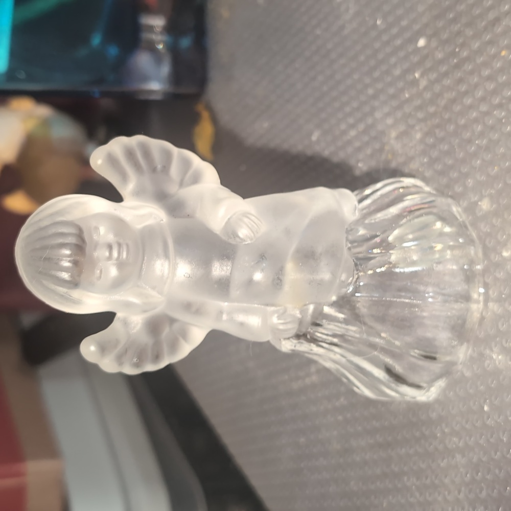 AVAILABLE - Vintage 1979 Goebel 24% Frosted clear glass Angel bell from Germany.